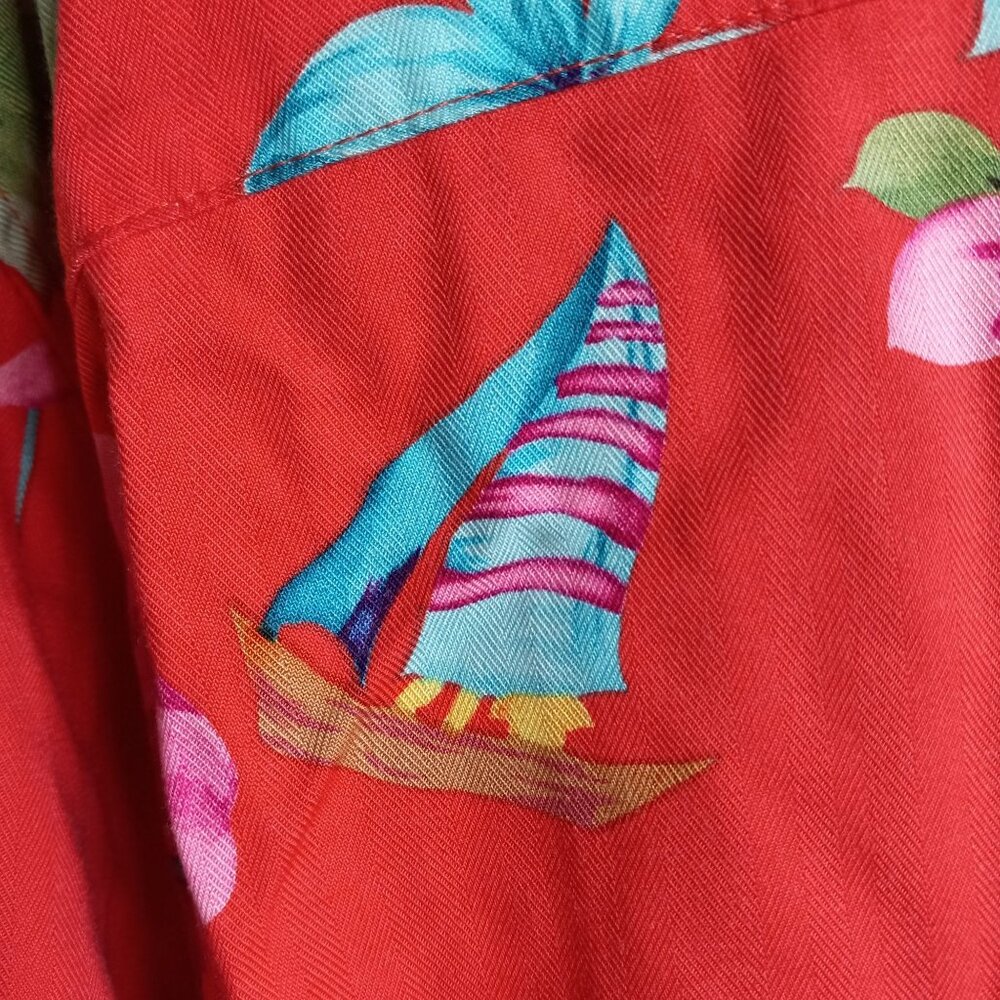 Caribbean Joe Size 3X Hawaiian Shirt Womens Floral Short Sleeves Coconut Buttons - Picture 2 of 11